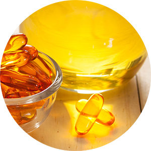 Salmon oil in bottle and capsules